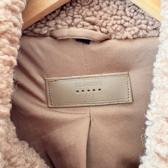 Blank NYC Fuzzy Wuzzy Corduroy Sherpa Mix Trucker Jacket Brown Tan Size Small - Picture 9 of 10